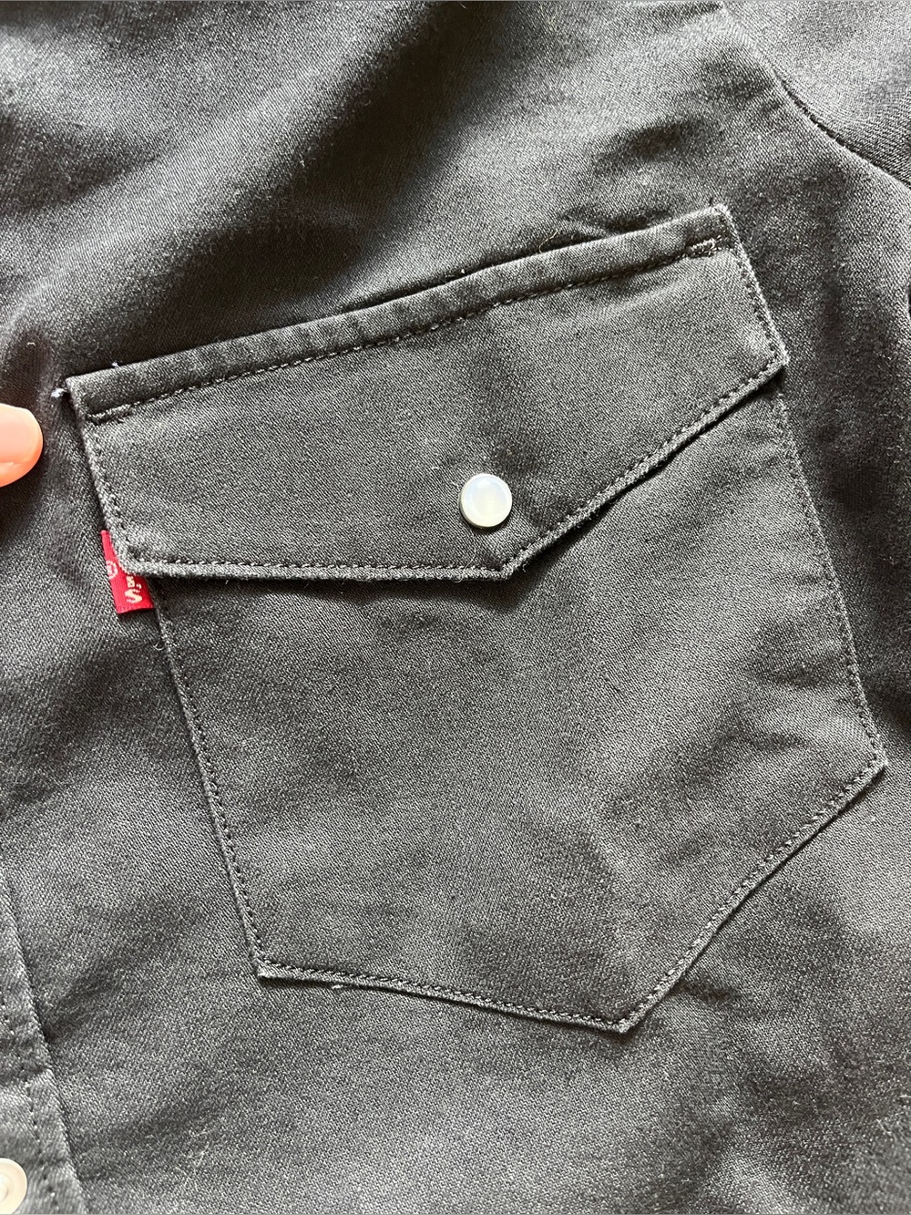 Levi’s black thin denim western shirt coastal cowboy snap pearl button front S - Picture 3 of 10